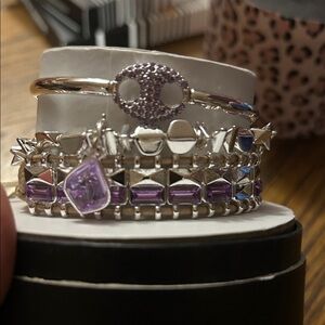 Bomb 💣 Party Silver and Purple Bracelet Set